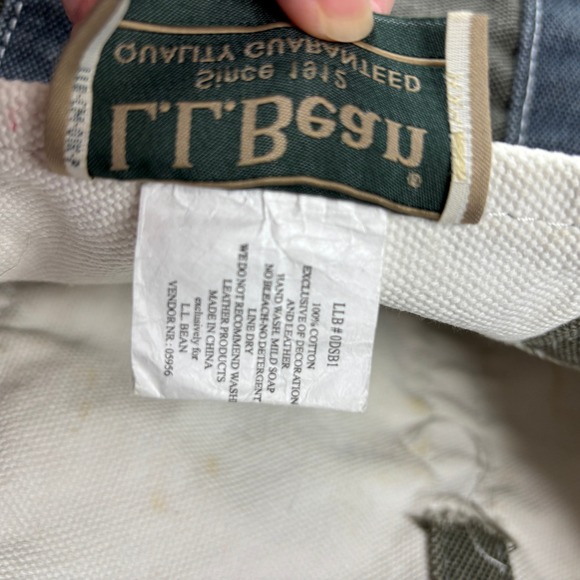 Vintage 70s 80s Ll Bean Grey Blue Boat Canvas Tote Rare Color - Picture 5 of 9